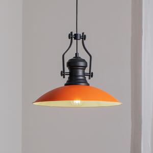 ROYALTECH Lampă suspendată Fimda, portocaliu, Ø 41 cm, metal, E27, reglabil, Portocaliu, Camera de zi / sufragerie, Metal