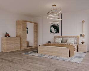Set Dormitor Elis cu oglinda, 160x200cm, Sonoma, Pal 18 mm