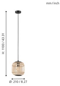 Eglo 43231 - Lustră pe cablu BORDESLEY 1xE27/28W/230V diam.210mm