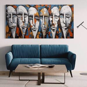 Tablou Canvas Premium LuxCanva® A1381, Masti , Galerie De Arta, Oameni, Arta Moderna, Abstract, Living, Culori Vibrante