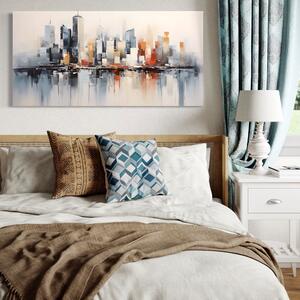 Tablou Canvas Premium LuxCanva® A1386, The City , Living, Oras, Cladiri, Reflexie, Dormitor, Culori Vibrante