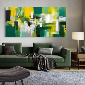 Tablou Canvas Premium LuxCanva® A1388, Abstract Green , Living, Verde, Culoare, Arta Moderna, Dormitor, Culori Vibrante