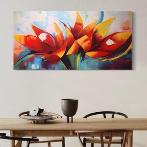 Tablou Canvas Premium LuxCanva® A1393, Orange Flowers , Galerie, Contrast De Culoare, Arta Abstracta, Dormitor, Culori Vibrante