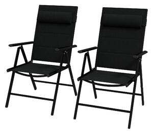 Outsunny Set de 2 scaune pliabile rabatabile pentru terasa cu spatar ajustabil, Scaune pentru servit masa din aluminiu