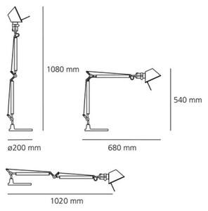 Artemide Tolomeo – Set AR A005910+AR A008600 - Lampă de masă 1xE27/70W/230V