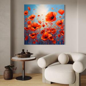 Tablou Canvas Premium LuxCanva® A1408, Campul Cu Maci , Room, Natura, Planta, Flori Rosii, Peisaj, Living, Culori Vibrante