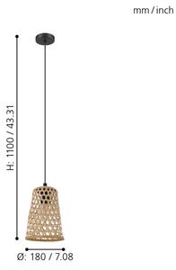 Eglo 43252 - Lustră pe cablu CLAVERDON 1xE27/40W/230V diam. 180mm