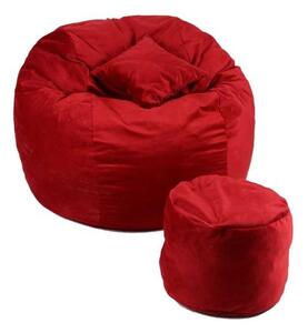 Set Fotoliu King Size cu Otoman (suport picioare) si Perna, Material Textil - Red Diamond