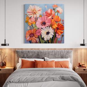 Tablou Canvas Premium LuxCanva® A1442, Flori Salbatice , Living, Colorat, Crizanteme, Natura, Planta, Decorativ, Culori Vibrante