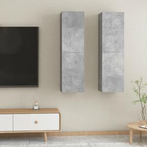 Comode TV, 2 buc., gri beton, 30,5x30x110 cm, lemn prelucrat