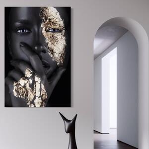 Tablou Canvas Premium LuxCanva® A1453, Stare Aurie , Decorativ, Living, Frumusete, Femeie Cu Ochi Albastri, Mister, Living, Culori Vibrante