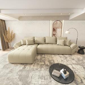 Colțar extensibil dumonde cu ladă de depozitare si sezut confortabil din spuma high-density, Berlin XL Enjoy Camel 350x185 cm