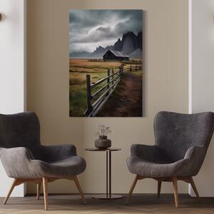Tablou Canvas Premium LuxCanva® A1464, Langa Munti , Living, Casa, Peisaj, Gard, Decorativ, Culori Vibrante