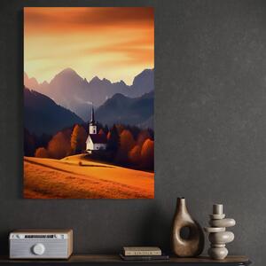 Tablou Canvas Premium LuxCanva® A1474, Biserica In Natura , Room, Padure, Campie, Apus, Liniste, Dormitor, Culori Vibrante