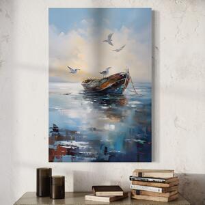 Tablou Canvas Premium LuxCanva® A1482, Pescarusul , Living, Barca, Mare, Pasari, Dormitor, Culori Vibrante