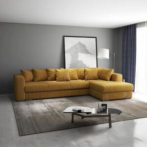 Colțar extensibil dumonde cu ladă de depozitare si sezut confortabil din spuma high-density, Gloria Zoom Mustar II 320x183 cm