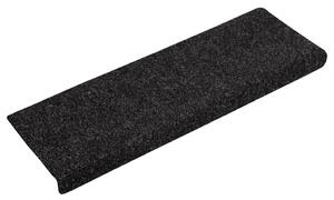 Covorașe de scări cusătură punch, 15 buc., negru, 65x21x4 cm