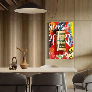 Tablou Canvas Premium LuxCanva® A1489, Graffiti Dollar , Room, Bani, Cash, Culori, Dormitor, Culori Vibrante