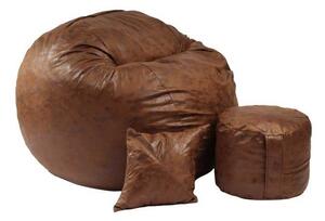 Set Fotoliu King Size cu Otoman (suport picioare) si Perna, Material Textil - Iced Coffee