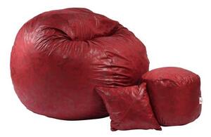 Set Fotoliu King Size cu Otoman (suport picioare) si Perna, Material Textil - Cranberry