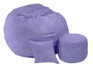 Set Fotoliu King Size cu Otoman (suport picioare) si Perna, Material Textil - Lavanda