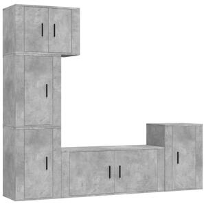 Set dulap TV, 5 piese, gri beton, lemn prelucrat