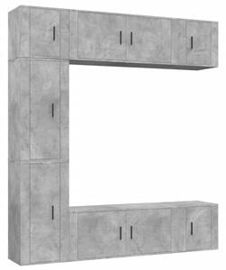 Set dulapuri TV, 7 piese, gri beton, lemn prelucrat