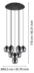 Eglo 98654 - Candelabru suspendat ARISCANI, 10 x E27, 40 W, 230 V, negru/crom lucios