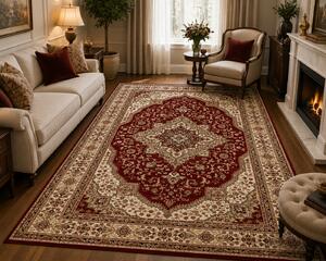 Covor Clasic Sufragerie, Model Lotos 15082 210, Rosu 80x150