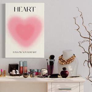 Tablou Canvas Premium LuxCanva® A1535, Follow Your Heart , Room, Inima, Roz, Iubire, Decorativ, Culori Vibrante