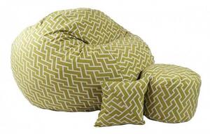 Set Fotoliu King Size cu Otoman (suport picioare) si Perna, Material Textil - Zippity Green