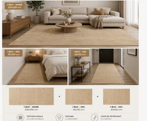 Covor Belgian Living Dormitor, Fargo 71501 800, Bej Mustar Set 80 x 150 -2 buc si 200 x 290 -1 buc Dreptunghi, 80 x 150-2/200 x 290-1