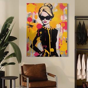 Tablou Canvas Premium LuxCanva® A1537, Model Art , Dressing, Femeie, Sexi, Moda, Ochelari, Decorativ, Culori Vibrante