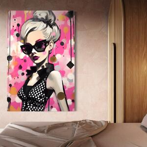 Tablou Canvas Premium LuxCanva® A1549, Black Glass , Decorativ, Dressing, Fata, Cool, Model, Living, Culori Vibrante