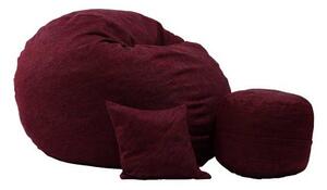 Set Fotoliu King Size cu Otoman (suport picioare) si Perna, Material Textil - Red Wine