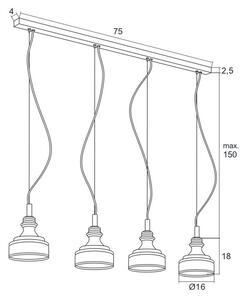 Argon 1650 - Lustră LED pe cablu TULUZA 4xLED/5W/230V