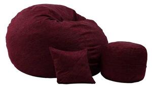 Set Fotoliu Matusalem cu Otoman (suport picioare) si Perna, Material Textil - Red Wine