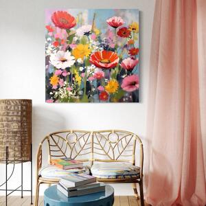 Tablou Canvas Premium LuxCanva® A1562, Imbratisare Florala , Living, Decorativ, Flori, Primavara, Natura, Dormitor, Culori Vibrante