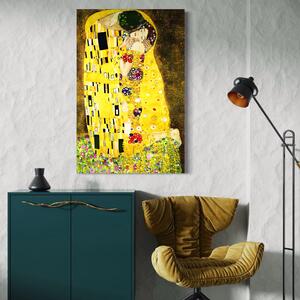 Tablou Canvas Premium LuxCanva® A1566, The Kiss , Room, Living, Gustav Klimt, Sarutul, Pictor, Cuplu, Living, Culori Vibrante