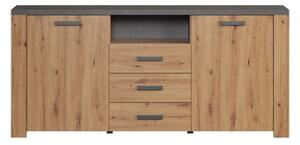 Comoda FOLLOW, stejar artisan/gri, PAL laminat, 180x40x80 cm
