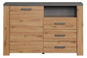 Comoda FOLLOW, stejar artisan/gri, PAL, 127x40x83 cm