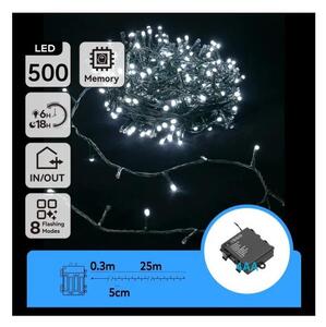 Aigostar - Ghirlandă luminoasă LED pentru exterior, 500 LED, 8 funcții, alimentare 4x AA, 25,3 m, alb rece
