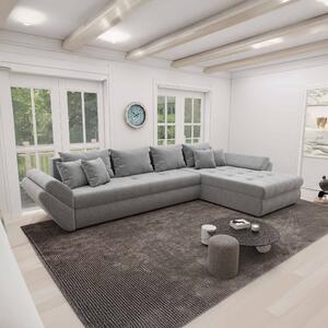 Colțar extensibil dumonde cu ladă de depozitare si sezut confortabil din spuma high-density, Loana XL Quelle Gri 83 II 335x185 cm