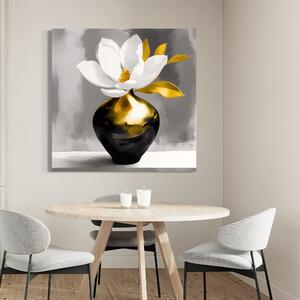 Tablou Canvas Premium LuxCanva® A1576, Armonie In Culori , Living, Floare, Vaza, Auriu, Planta, Room, Culori Vibrante