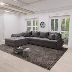 Colțar extensibil dumonde cu ladă de depozitare si sezut confortabil din spuma high-density, Loana XL Quelle Gri 92 335x185 cm