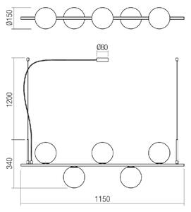 Redo 01-1635 - Lustră pe cablu TALIS 5xE14/28W/230V