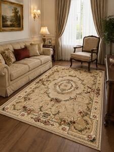 Covor Clasic Sufragerie Dormitor, Model Lotos 15002 110, Crem Bej 100x300