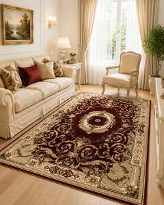 Covor Clasic Sufragerie Dormitor, Model Lotos 15002 210, Crem Grena 100x300