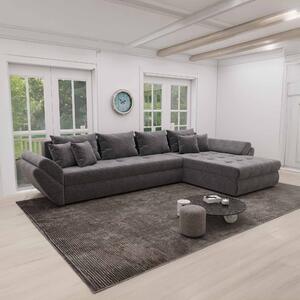Colțar extensibil dumonde cu ladă de depozitare si sezut confortabil din spuma high-density, Loana XL Quelle Gri 92 II 335x185 cm