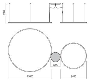 Redo 01-1721 - Lustră LED pe cablu ORBIT LED/42W + LED/66W/230V bronz